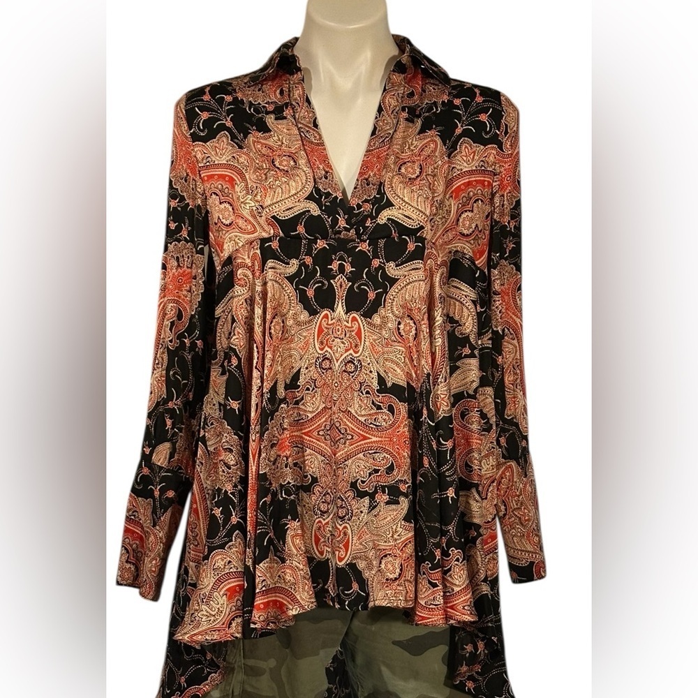 Free People paisley print Boho chic tunic women’s top.size XS/TP.